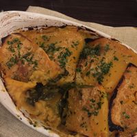Vegan butternut squash lasagna with lacinato kale. Delicious and huge! at Anya in Thompson