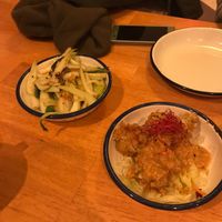 Pak Choi in plum sauce and crispy tofu with peanut sauce - extremely yummy  at li.ke in Berlin