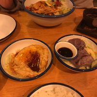 Vegan fried egg and sweet potato dumplings  at li.ke in Berlin