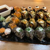 Sushi platter at Roots & Rolls in Barcelona