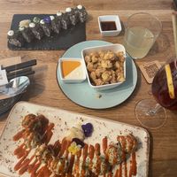 Mushroom, geisha and popcorn  at Roots & Rolls in Barcelona