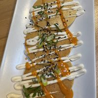 Kimchi pancakes  at Roots & Rolls in Barcelona