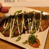 Okonomyaki (sooo delicious) at Roots & Rolls in Barcelona