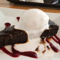 Delicious brownie at Roots & Rolls in Barcelona
