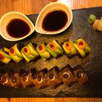 Srirango & jackfruit sushi rolls at Roots & Rolls in Barcelona