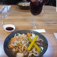 Tofu miso ramen at Roots & Rolls in Barcelona