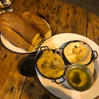 Bread and dips at Pergamon Restaurant in Jerusalem