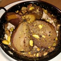 Pear in white wine at Pergamon Restaurant in Jerusalem