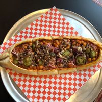 Delicious Thai spicy pide ( Turkish Pizz ). at Stone Bake Oven in Elk Grove