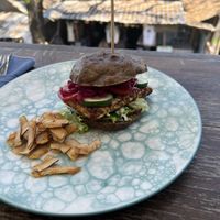 The smallest burger ive ever ordered, served with coconut flakes instead of something filling 🤷‍♀️ . The taste was off.  at Terra in 