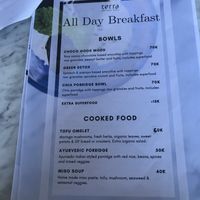 Menu at Terra in 