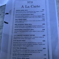 Menu at Terra in 