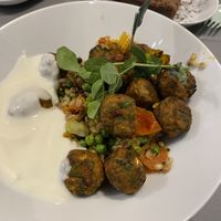 Vegan Vegetable balls w plant based yoghurt  at IKEA in Aalborg