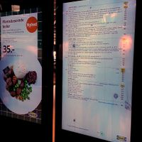 IKEA Aalborg, Denmark. Many vegan options, prominently advertised on posters and clearly marked on the menu. Several kinds of vegan balls, salads, a BM burger and two desserts at IKEA in Aalborg