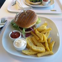 Vegan dish with Beyond Meat Burger and great chips! at IKEA in Aarhus