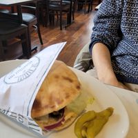 Falafel in bread with vegan sauce. at Trädgårdsbaren in Soederhamn