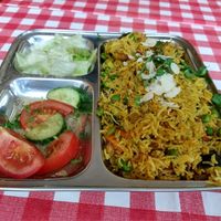 Vegan curry rice with vegetables at Swadishta - Kurfürstenstr in Berlin