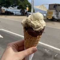 Dark chocolate and pistachio   at Gelateria Fancello in Dorgali