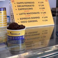 vegan coffee  at Gelateria Fancello in Dorgali