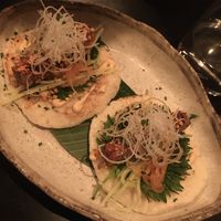 Vegan bao buns with marinated tofu, fresh & pickled vegetables, shiso leaves and mayo. Really delicious! at Miss Voon in Uppsala