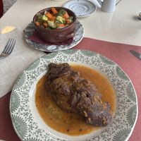 Bad version of braised beef with a side of vegetables  at Antica Casa Rava in Alessandria