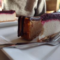 Peanut butter cheesecake and berry cheesecake at Aux Vivres - St Laurent in Montreal