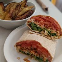 BLT Wrap and wedges at Aux Vivres - St Laurent in Montreal