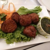 Kind of falafels with a good mint sauce at Aux Vivres - St Laurent in Montreal