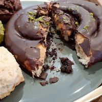 Chocolate cinnamon roll - close-up at Doco - City Farm House Cafe in Busan