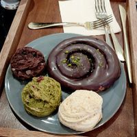 Vegan chocolate cinnamon rolls & vegan scones at Doco - City Farm House Cafe in Busan