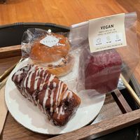 Cinnamon bun, cream bun, rice bread  at Doco - City Farm House Cafe in Busan