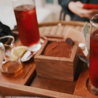 Iced tea, and tiramisu  at Doco - City Farm House Cafe in Busan