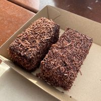 Lamington (vegan and decedent) at Apollo Bay Bakery in Apollo Bay