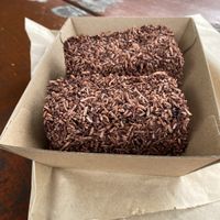 Double choc vegan lamington   at Apollo Bay Bakery in Apollo Bay