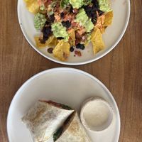 Nachos & Rainbow Wrap - so filling but so delicious!! i recommend both (you have the option of making the nachos spicy to your taste)  at I Am Vegan Babe in Canggu