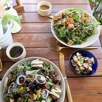 Falafel bowl and tempeh salad  at I Am Vegan Babe in Canggu