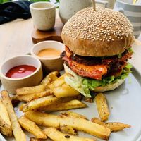 Double cheese burger 🍔👊  at I Am Vegan Babe in Canggu