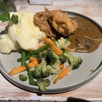 Fried chicken (tofu) and mashed potatoes WOW  at I Am Vegan Babe in Canggu