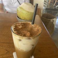 Cinnamon Latte and a coconut   at I Am Vegan Babe in Canggu
