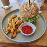 Buffalo burger at I Am Vegan Babe in Canggu