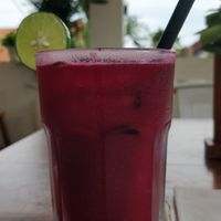 Red juice at I Am Vegan Babe in Canggu