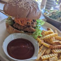 Chicken burger at I Am Vegan Babe in Canggu