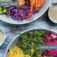 poke and Greek bowls  at I Am Vegan Babe in Canggu