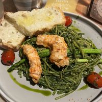 Pesto pasta with garlic shrimps - this was my favorite dish. So tasty!  at I Am Vegan Babe in Canggu