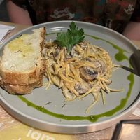 Pasta with mushroom sauce, also very good.  at I Am Vegan Babe in Canggu