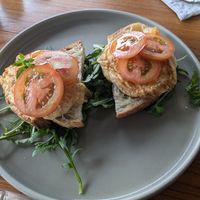 Egg + ham + sourdough+ cheese + veg at I Am Vegan Babe in Canggu