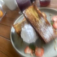 French toast, huge, fluffy and delicious .  at I Am Vegan Babe in Canggu