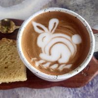 Rabbit cappuccino 🥰 at I Am Vegan Babe in Canggu