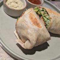 BBQ chicken wrap. They said it was medium sized,  it was the size of a baby. at I Am Vegan Babe in Canggu