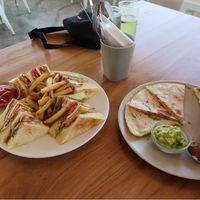 Club sandwich and quesadilla  at I Am Vegan Babe in Canggu